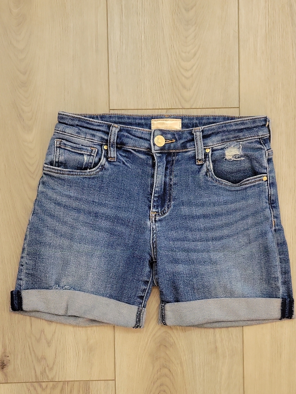 Kut from the Kloth Medium Blue Rolled Hem Jean Shorts